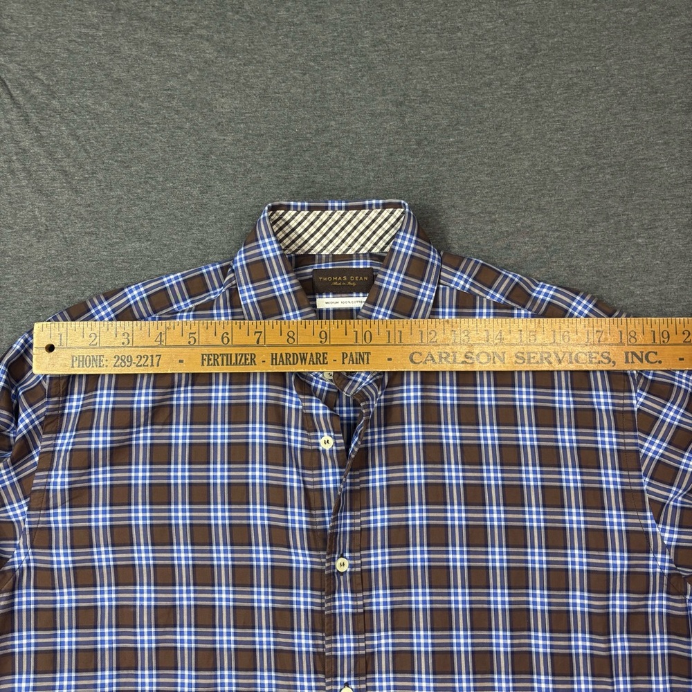 Thomas Dean‎ Men's Blue and Brown Checkered Shirt - Picture 5 of 7